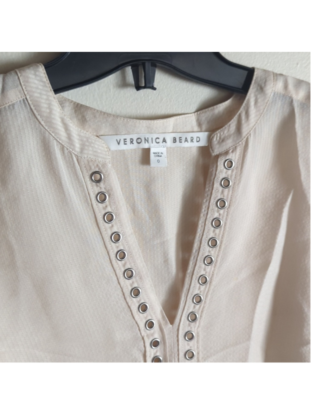 Veronica Beard Cream Top with Grommet Detailing - Picture 3 of 11